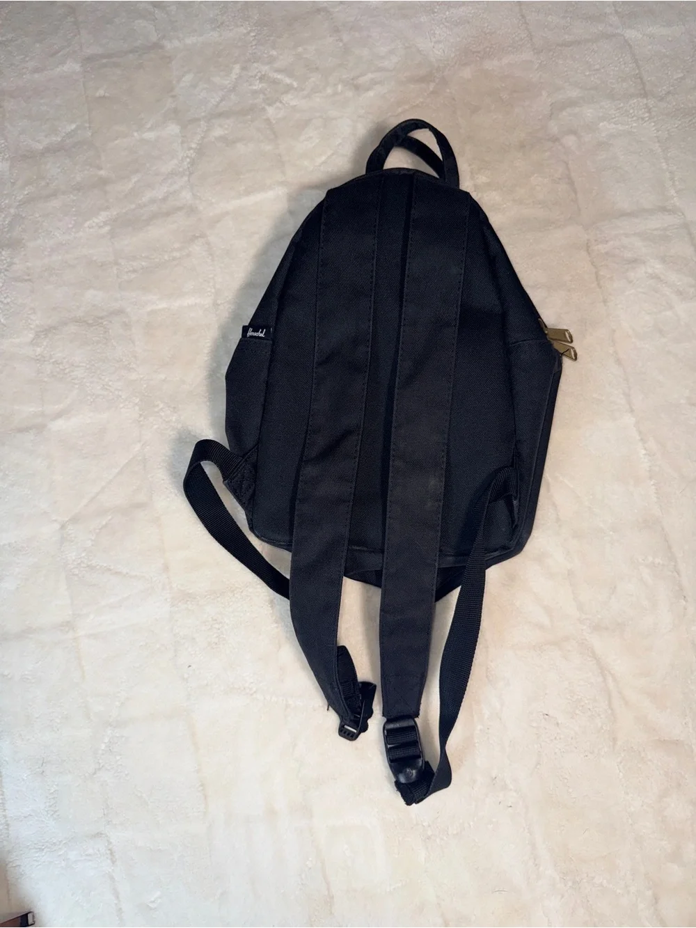 Hershel Black Mini Backpack with Cassic Striped lining